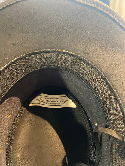 Genuine Leather Black Cowhide Cowboy Hat