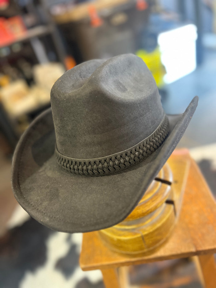 Suede One Size Adjustable Black Cowboy Hat
