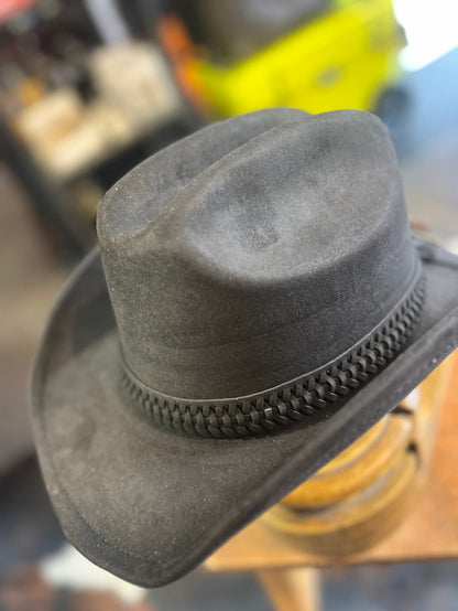 Suede One Size Adjustable Black Cowboy Hat