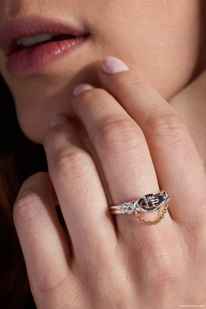 A Court of Thorns and Roses 'Keep Reaching Out Your Hand' Nesta & Cassian Ring Set of 2