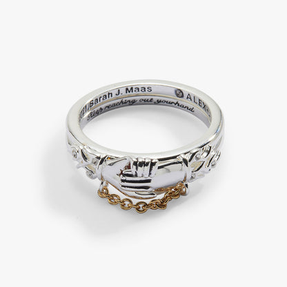 A Court of Thorns and Roses 'Keep Reaching Out Your Hand' Nesta & Cassian Ring Set of 2