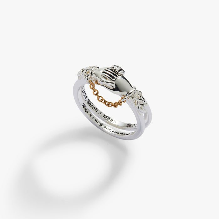 A Court of Thorns and Roses 'Keep Reaching Out Your Hand' Nesta & Cassian Ring Set of 2