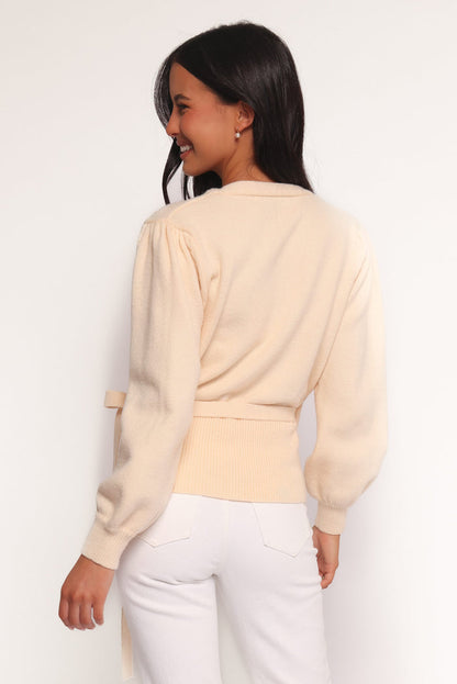 Petal and Pup USA KNITWEAR Abbey Ballet Wrap Cardigan - Cream