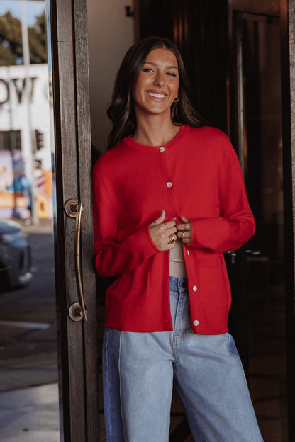 Petal and Pup USA KNITWEAR Abner Cardigan - Red