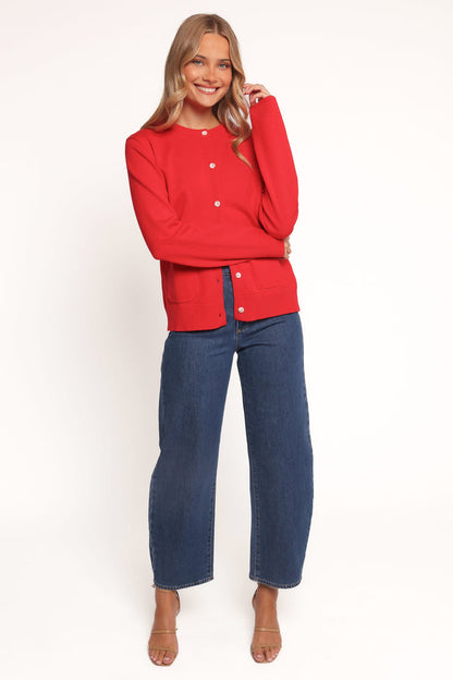 Petal and Pup USA KNITWEAR Abner Cardigan - Red