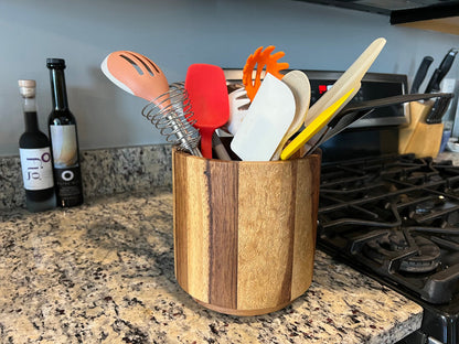 Acacia Wood Rotating Lazy Susan Utensil Holder [Online Only]