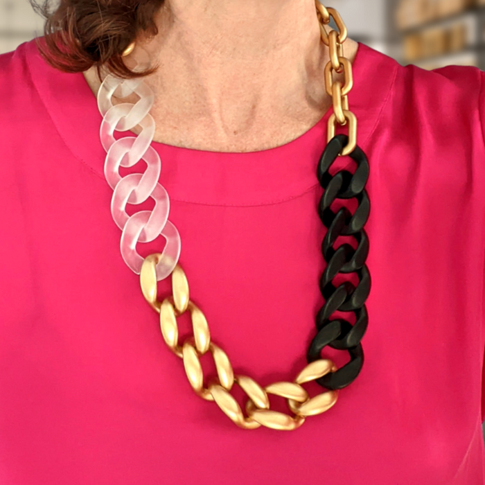 Acrylic Chain Black, Gold, Frosted with Four Styles Necklace