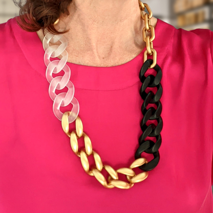 Acrylic Chain Black, Gold, Frosted with Four Styles Necklace