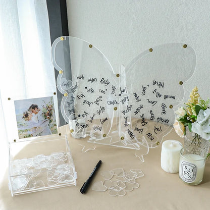 Acrylic Clear Butterfly Guest Wish Drop Frame for Wedding or Quinceanera - Guest Book Alternative