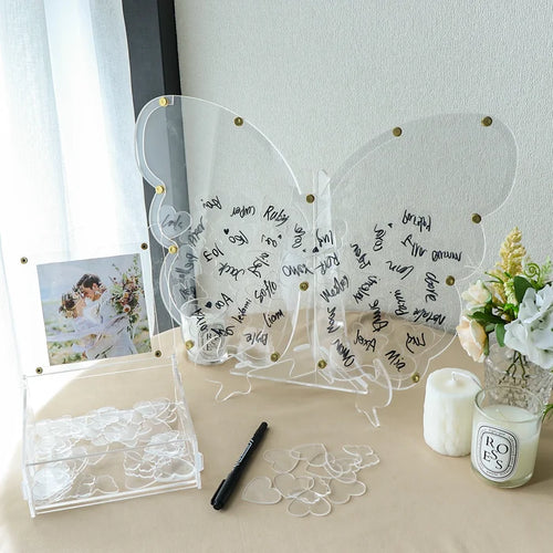 Acrylic Clear Butterfly Guest Wish Drop Frame for Wedding or Quinceanera - Guest Book Alternative