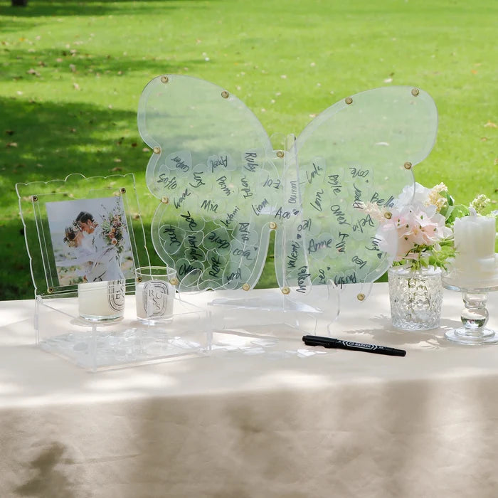 Acrylic Clear Butterfly Guest Wish Drop Frame for Wedding or Quinceanera - Guest Book Alternative