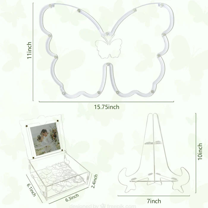 Acrylic Clear Butterfly Guest Wish Drop Frame for Wedding or Quinceanera - Guest Book Alternative
