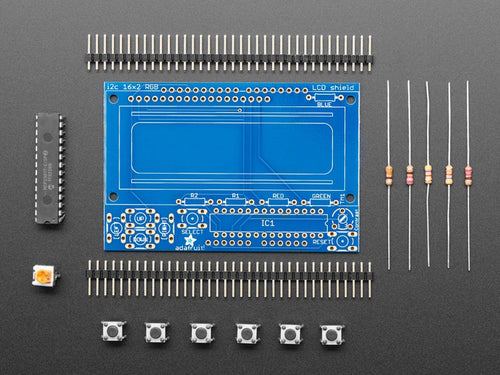 Adafruit I2C Controlled + Keypad Shield Kit for 16x2 LCD by Adafruit - The Pi Hut