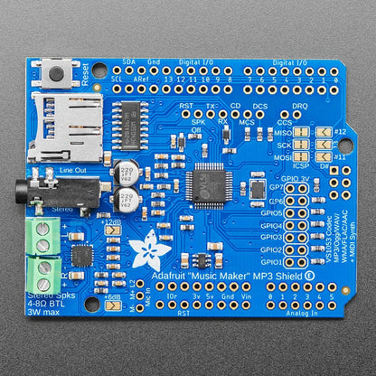 Adafruit "Music Maker" MP3 Shield for Arduino with 3W Stereo Amp (v1.0) by Adafruit - The Pi Hut