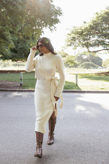 Petal and Pup USA DRESSES Aerin Knit Dress - Cream