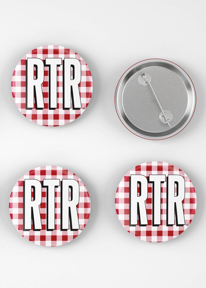 alabama game day gingham RTR button pin cute as a button