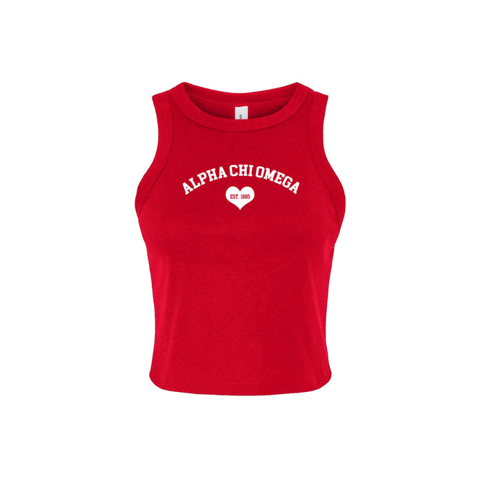 Alpha Chi Omega Crop Tank Top - Women's Micro Rib Racer Tank - A CHI O