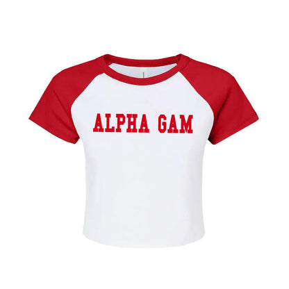 Alpha Gamma Delta Short Sleeve Crop Raglan