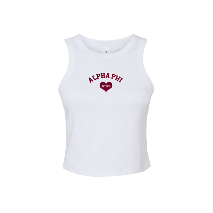 Alpha Phi Crop Tank Top - Women's Micro Rib Racer Tank - A Phi