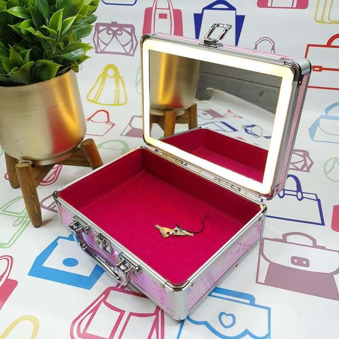 Aluminum Makeup Box with Lights - Maha fashions -  Makeup Box