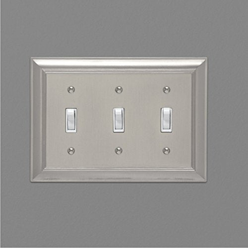 Amazon Basics Triple Toggle Light Switch Wall Plate Satin Nickel 1Pack