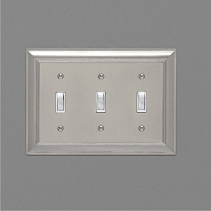 Amazon Basics Triple Toggle Light Switch Wall Plate Satin Nickel 1Pack