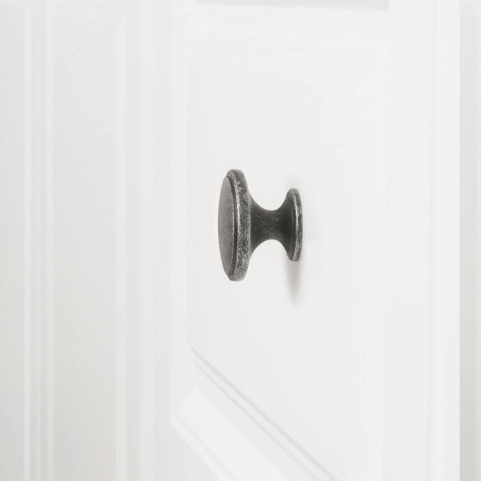 AmazonBasics Modern Wide Top Ring Cabinet Knob 1.52in Diameter Antique Silver 10Pack