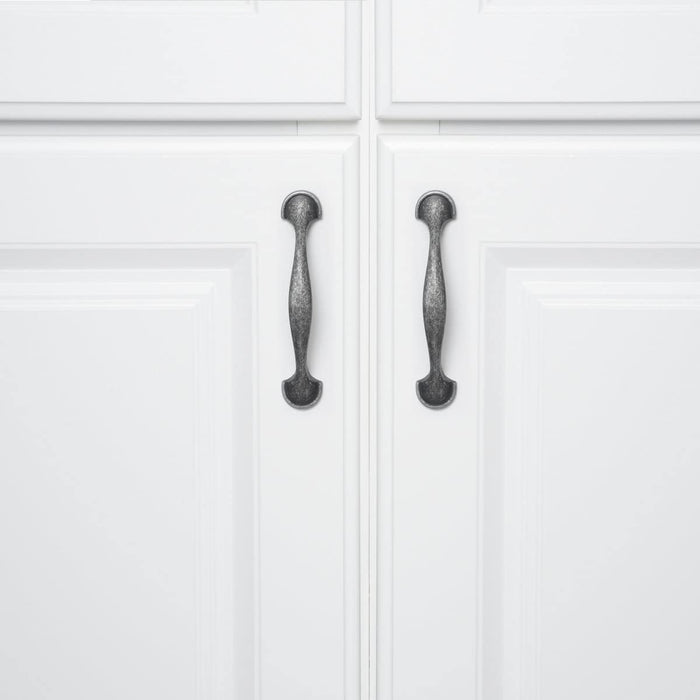 AmazonBasics Rounded Foot Cabinet Handle 4.63in Length 3in Hole Center) Antique Silver 10Pack
