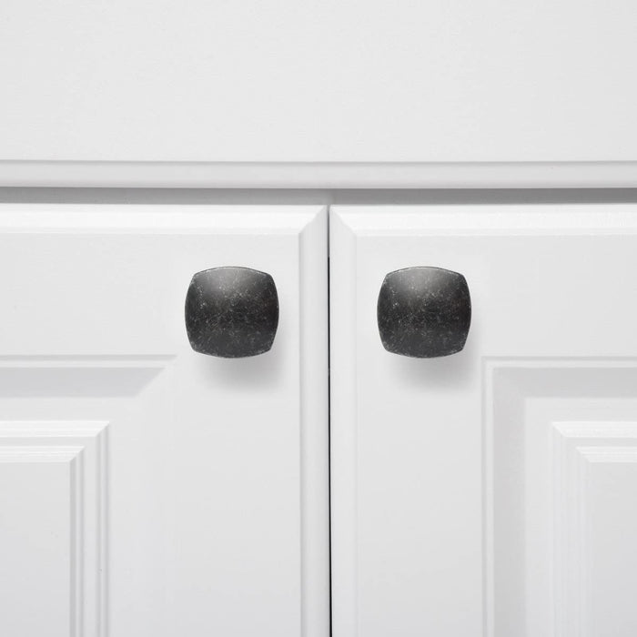 AmazonBasics Rounded Square Cabinet Knob 1.26in Diameter Antique Silver 10Pack