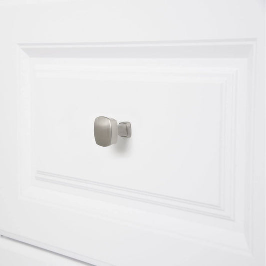 AmazonBasics Rounded Square Cabinet Knob 1.26IN Diameter Satin Nickel 10Pack