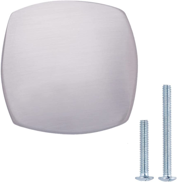 AmazonBasics Rounded Square Cabinet Knob 1.26IN Diameter Satin Nickel 10Pack
