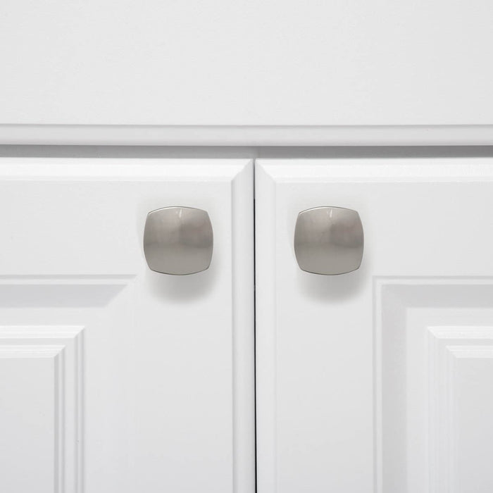 AmazonBasics Rounded Square Cabinet Knob 1.26IN Diameter Satin Nickel 10Pack