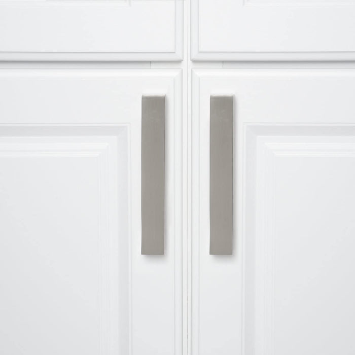 AmazonBasics Short Modern Cabinet Handle, 6.38 Length 5 Hole Center Satin Nickel 10-Pack