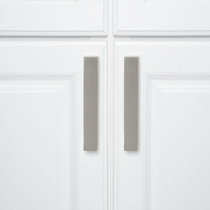 AmazonBasics Short Modern Cabinet Handle, 6.38 Length 5 Hole Center Satin Nickel 10-Pack