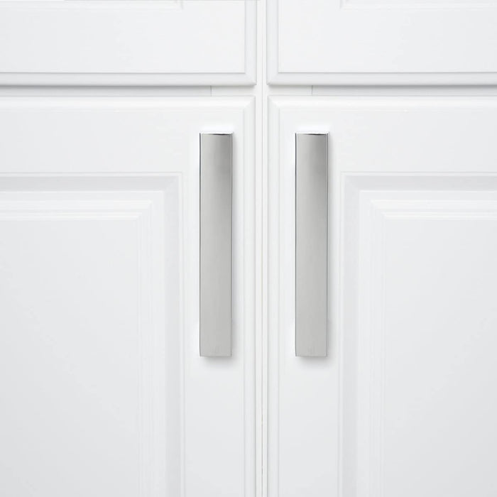 AmazonBasics Short Modern Cabinet Handle, 6.38 Length 5 Hole Center Satin Nickel 10-Pack