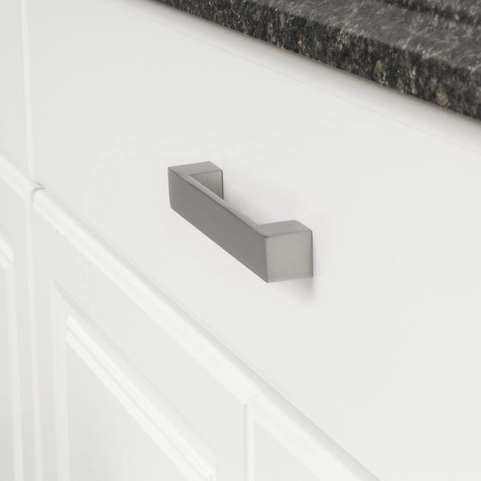 AmazonBasics Short Modern Cabinet Handle, 6.38 Length 5 Hole Center Satin Nickel 10-Pack
