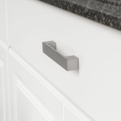 AmazonBasics Short Modern Cabinet Handle, 6.38 Length 5 Hole Center Satin Nickel 10-Pack
