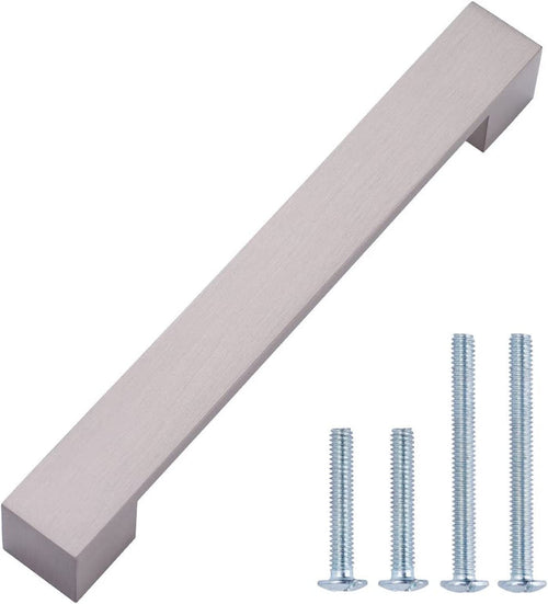 AmazonBasics Short Modern Cabinet Handle Drawer Pull 7.68in Length 6.3in Hole Center Satin Nickel 10Pack