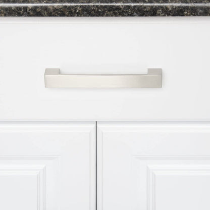 AmazonBasics Short Modern Cabinet Handle Drawer Pull 7.68in Length 6.3in Hole Center Satin Nickel 10Pack