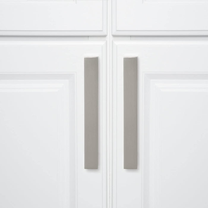 AmazonBasics Short Modern Cabinet Handle Drawer Pull 7.68in Length 6.3in Hole Center Satin Nickel 10Pack