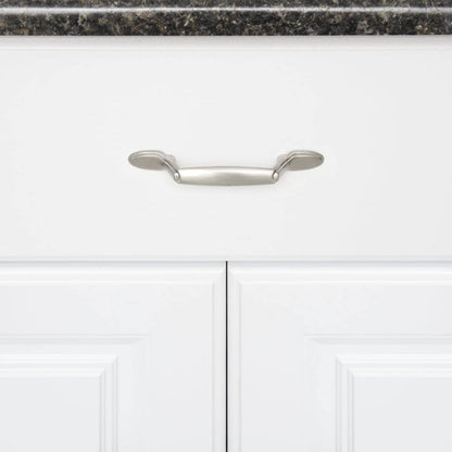 AmazonBasics Spoon Foot Cabinet Handle 5.12in Length 3in Hole Center Satin Nickel 10Pack