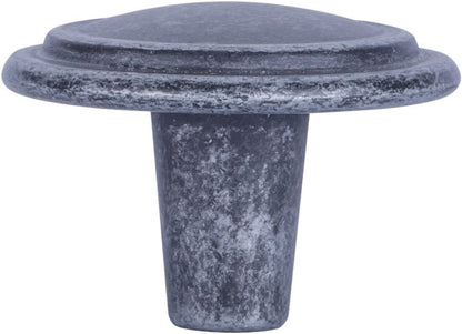 AmazonBasics Straight Top Ring Cabinet Knob 1.25in Diameter Antique Silver 10Pack