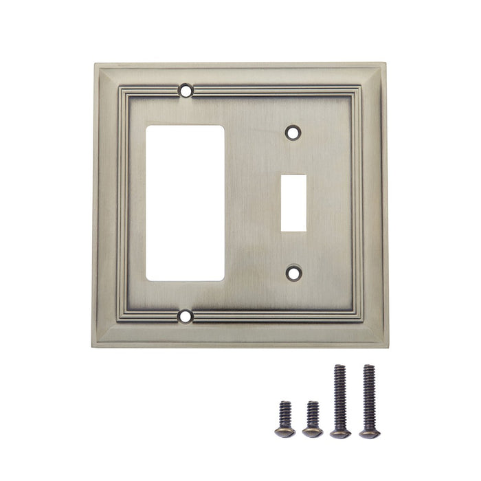 AmazonBasics Toggle and Gang Wall Plate Antique Brass 2Pack