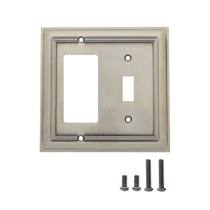 AmazonBasics Toggle and Gang Wall Plate Antique Brass 2Pack