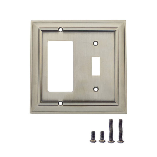 AmazonBasics Toggle and Gang Wall Plate Antique Brass 2Pack