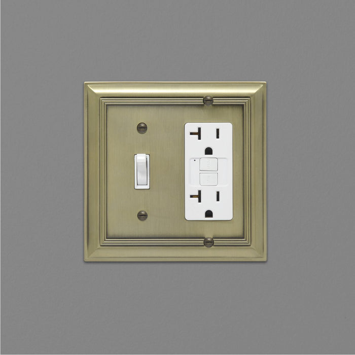 AmazonBasics Toggle and Gang Wall Plate Antique Brass 2Pack