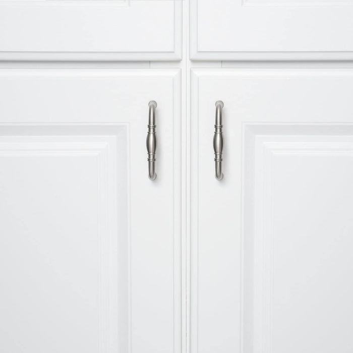 AmazonBasics Traditional Cabinet Handle 3.71 Length 3 Hole Center Satin Nickel 10-Pack