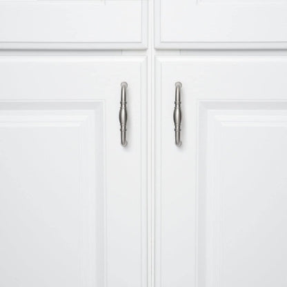AmazonBasics Traditional Cabinet Handle 3.71 Length 3 Hole Center Satin Nickel 10-Pack