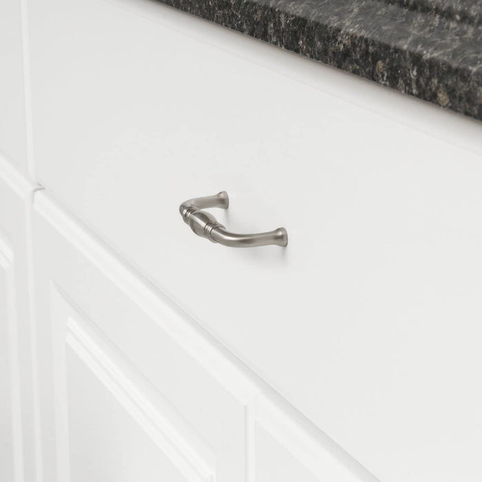 AmazonBasics Traditional Cabinet Handle 3.71 Length 3 Hole Center Satin Nickel 10-Pack