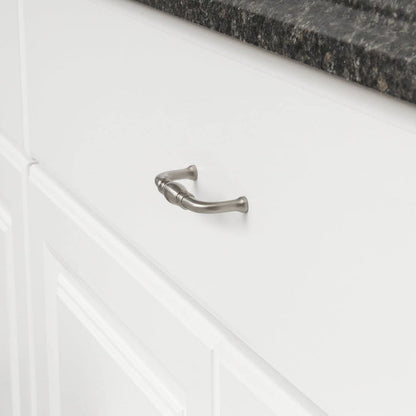 AmazonBasics Traditional Cabinet Handle 3.71 Length 3 Hole Center Satin Nickel 10-Pack
